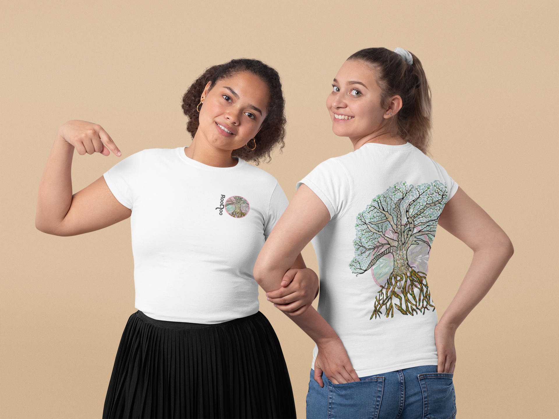 Rooti Roo: Women's White T Shirt