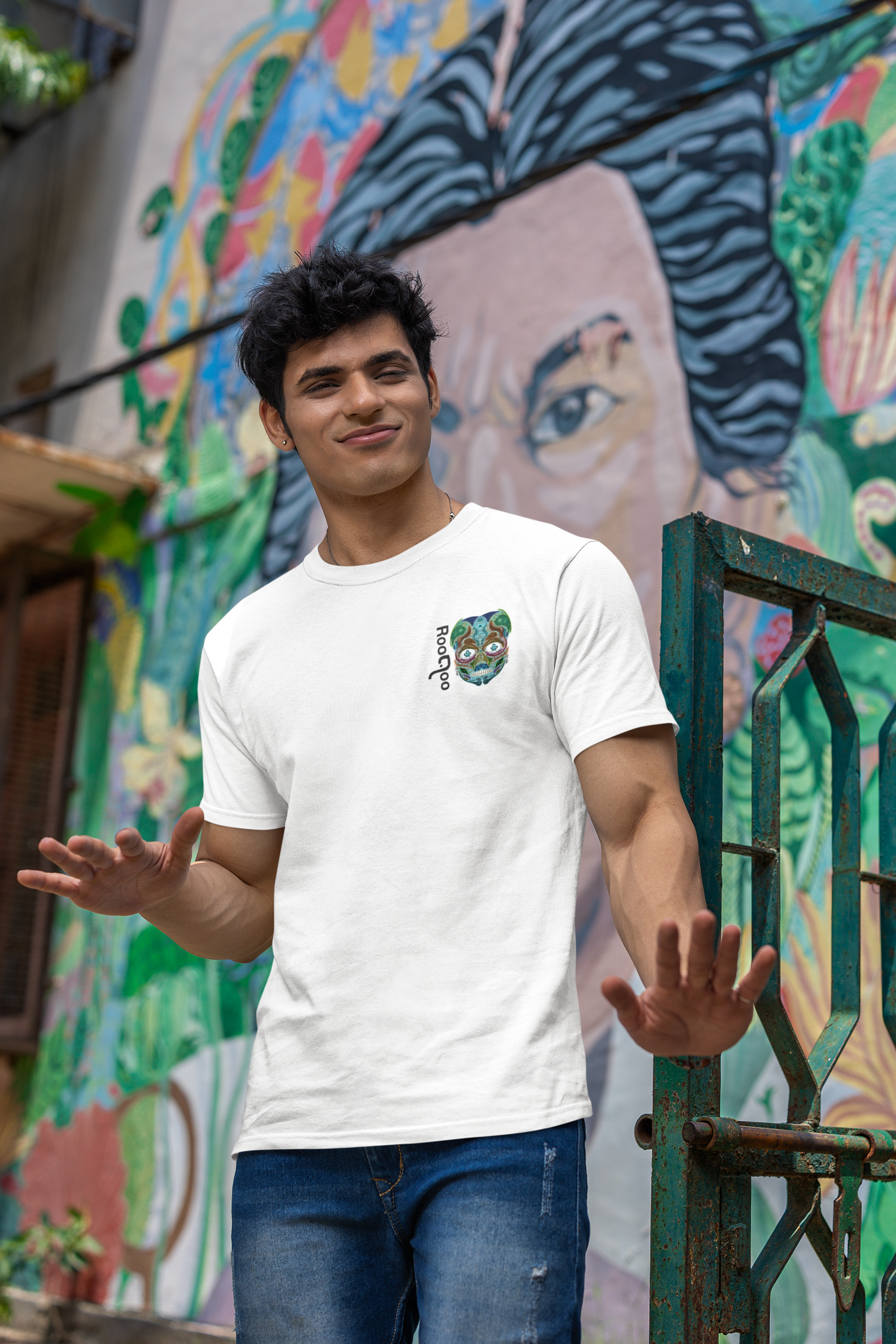 Night Light: Men's White T Shirt