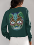 women's glazed green psychedelic sustainable sweatshirt night light back